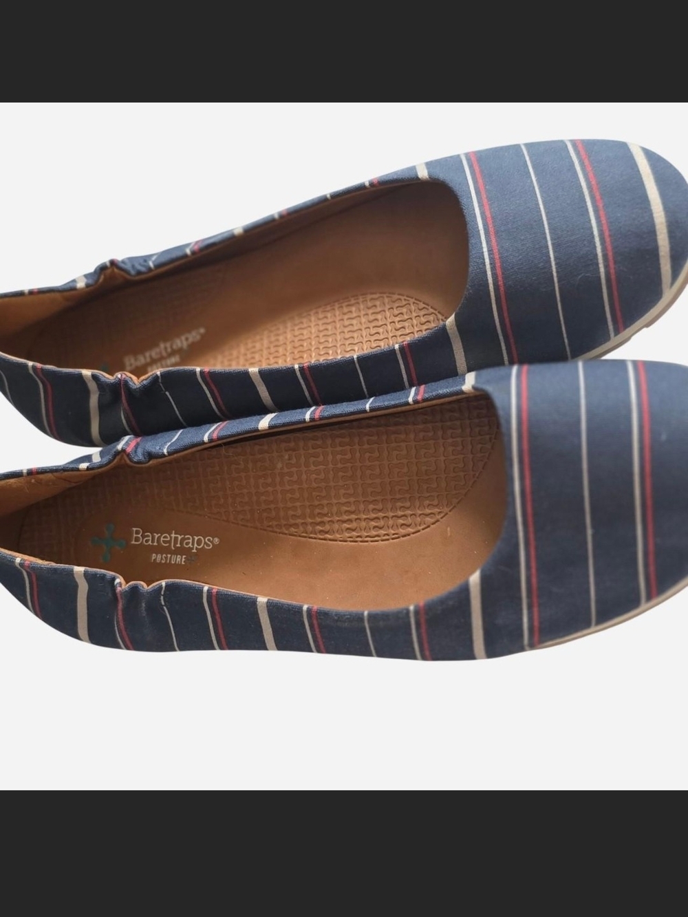 BareTraps Posture Navy Striped Slip-On Flats